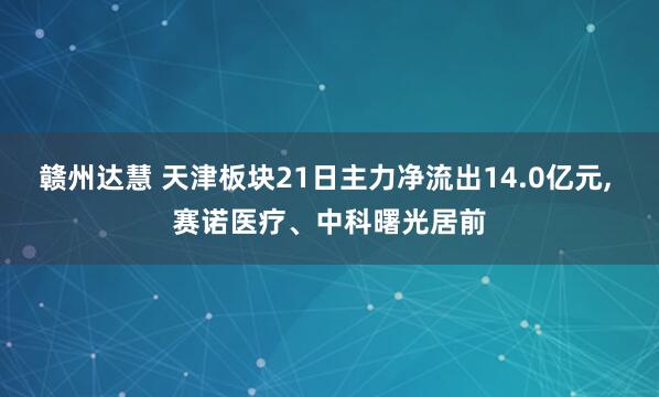 赣州达慧 天津板块21日主力净流出14.0亿元, 赛诺医疗、中科曙光居前